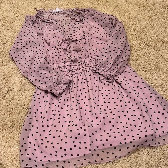 NWOT Socialite Purple Polka Dot Dress with Stretch Waist - Picture 2 of 3